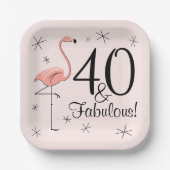Flamingo Pink 40 und fabelhafter Platz Pappteller (Vorderseite)