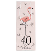 Flamingo Pink '40 und Fabulous!' Geschenksackflasc Geschenktüte Für Weinflaschen (Rückseite)