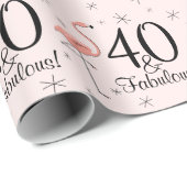 Flamingo Pink '40 und Fabulous!' Packpapier (Rolleneckpunkt)