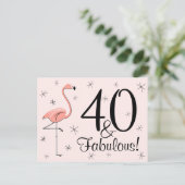 Flamingo Pink "40 und Fabulous!" Postkarte (Stehend Vorderseite)