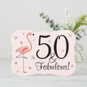 Flamingo Pink '50 and Fabulous' Einladungsklammer Einladung (Stehend Vorderseite)