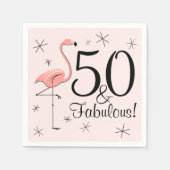 Flamingo Pink '50 und fabelhaft!' Papierservietten (Vorderseite)