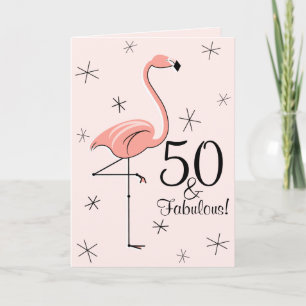 Flamingo Pink 50 und Fabulous! Geburtstag vertikal Karte