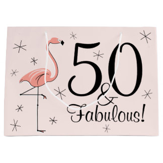 Flamingo Pink '50 und Fabulous!' Geschenktasche gr Große Geschenktüte