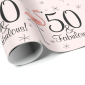 Flamingo Pink '50 und Fabulous!' Packpapier (Rolleneckpunkt)