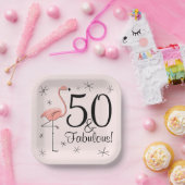 Flamingo Pink 50 und Fabulous quadratische Papierp Pappteller (Party)