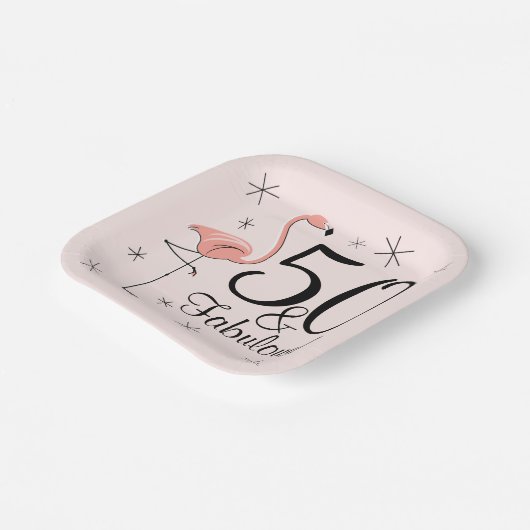 Flamingo Pink 50 und Fabulous quadratische Papierp Pappteller (Gewinkelt)