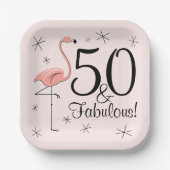Flamingo Pink 50 und Fabulous quadratische Papierp Pappteller (Vorderseite)