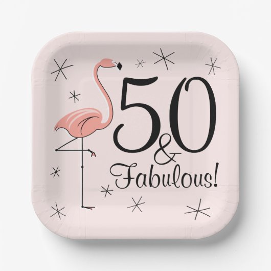 Flamingo Pink 50 und Fabulous quadratische Papierp Pappteller (Vorderseite)