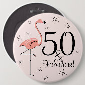 Flamingo Pink '50 und Fabulous!' Taste! Button (Vorne & Hinten)