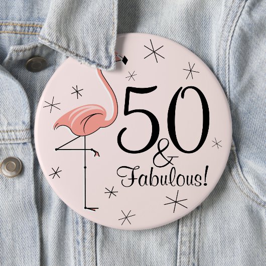 Flamingo Pink '50 und Fabulous!' Taste! Button (Beispiel)