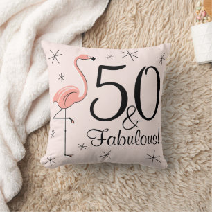Flamingo Pink '50 und Fabulous!' werfen Kissen! Kissen