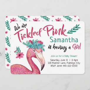 Flamingo Pink Baby Dusche gekitzelt Einladung