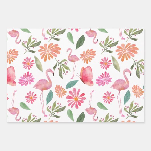 Flamingo Pink Bird Nature Tropical Bird Geschenkpapier Set (Vorderseite 3)