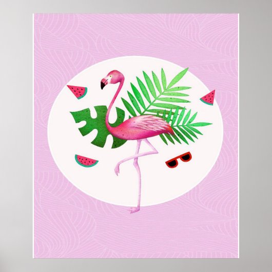 Flamingo Pink Bird Watermelon | Flamingo Lovers Poster (Vorne)