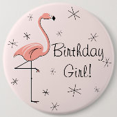 Flamingo Pink 'Birthday Girl!' Button (Vorderseite)