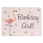 Flamingo Pink "Birthday Girl!" Geschenktasche Große Geschenktüte (Rückseite)