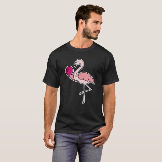 Flamingo Pink Bowling Ball Bowl T-Shirt (Vorne ganz)