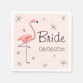 Flamingo Pink Bridge und Date Paper Napkins Serviette (Vorderseite)