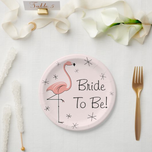 Flamingo Pink Brie to Be! Papierplatte Pappteller (Hochzeit)