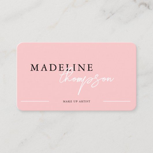 Flamingo Pink Calligraphy Script QR-Code Visitenkarte (Vorderseite)
