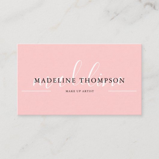 Flamingo Pink Calligraphy Script QR-Code Visitenkarte (Vorderseite)