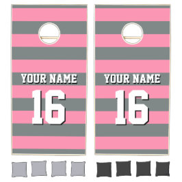 Flamingo Pink Charcoal Team Jersey Preppy Strip