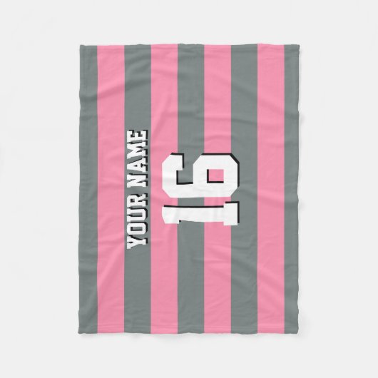 Flamingo Pink Charcoal Team Jersey Preppy Strip Fleecedecke (Vorderseite)