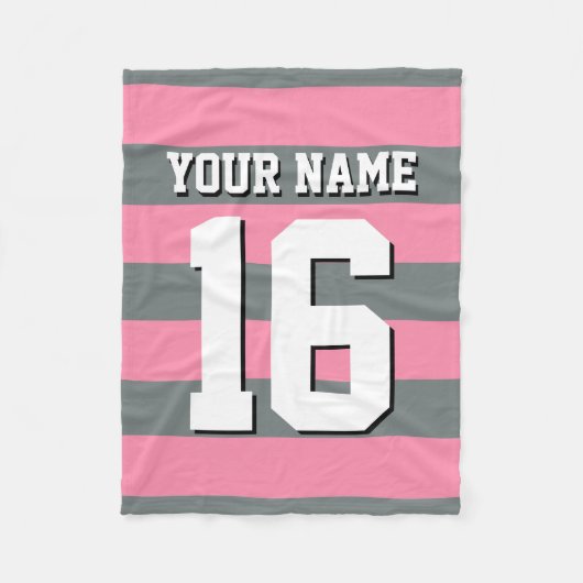 Flamingo Pink Charcoal Team Jersey Preppy Strip Fleecedecke (Vorderseite)