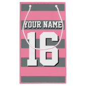 Flamingo Pink Charcoal Team Jersey Preppy Strip Kleine Geschenktüte (Rückseite)