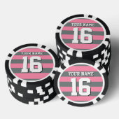 Flamingo Pink Charcoal Team Jersey Preppy Strip Pokerchips (Stapel)
