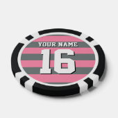 Flamingo Pink Charcoal Team Jersey Preppy Strip Pokerchips (Einzeln)