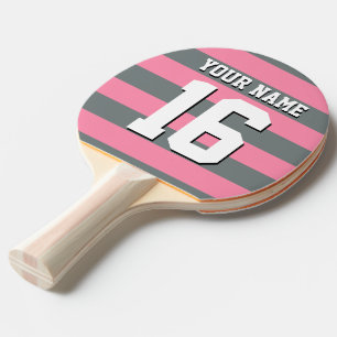 Flamingo Pink Charcoal Team Jersey Preppy Strip Tischtennis Schläger