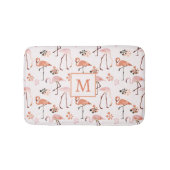 Flamingo Pink Coral Monogram Muster Badematte (Vorderseite)