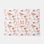 Flamingo Pink Coral Monogram Muster Fußmatte (Vorderseite)