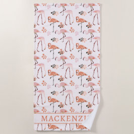 Flamingo Pink Coral Name Strandtuch
