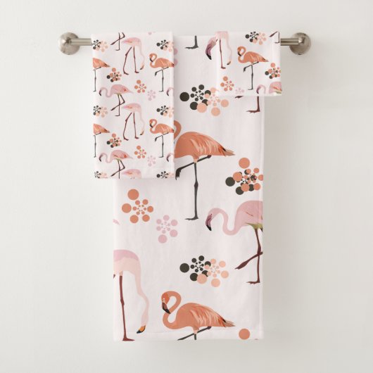 Flamingo Pink Coral Pattern Badhandtuch Set (Insitu)