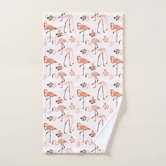 Flamingo Pink Coral Pattern Badhandtuch Set (Handtuch)