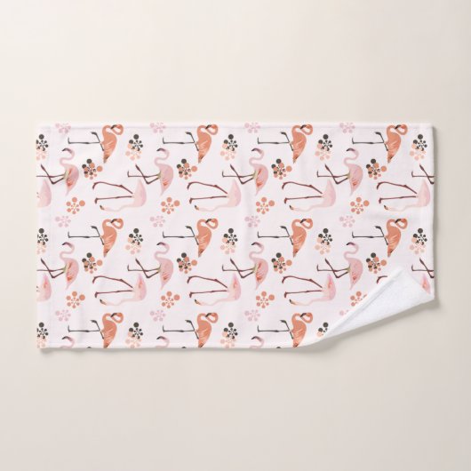 Flamingo Pink Coral Pattern Badhandtuch Set (Handtuch)