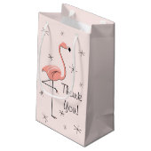 Flamingo Pink 'Danke' Geschenktasche klein! Kleine Geschenktüte (Rückseite Schrägansicht)