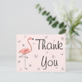 Flamingo Pink "Danke" Postkarte (Stehend Vorderseite)
