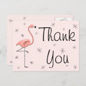 Flamingo Pink "Danke" Postkarte (Vorne/Hinten)