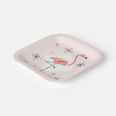 Flamingo Pink Diamant Quadrat Pappteller (Gewinkelt)