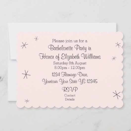 Flamingo Pink Diamond Junggeselinnen-Abschied gesc Einladung (Rückseite)