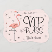 Flamingo Pink Einladungshalterung "VIP PASS" Einladung (Vorne/Hinten)
