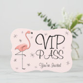 Flamingo Pink Einladungshalterung "VIP PASS" Einladung (Stehend Vorderseite)