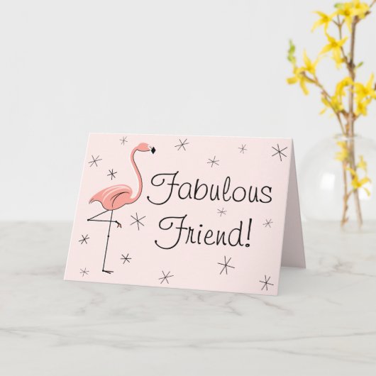 Flamingo Pink Fabulous Friend! Karte (Gelbe Blume)