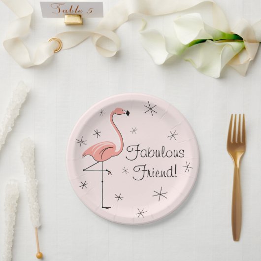 Flamingo Pink Fabulous Friend Papier Platte! Pappteller (Hochzeit)