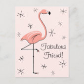 Flamingo Pink Fabulous Friend! vertikale Postkarte (Vorderseite)