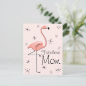 Flamingo Pink "Fabulous Mama" vertikale Postkarte (Stehend Vorderseite)